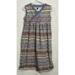 Tea Collection Girls Geometric Blue Summer‎ Dress Sz 5 Sleeveless Tank